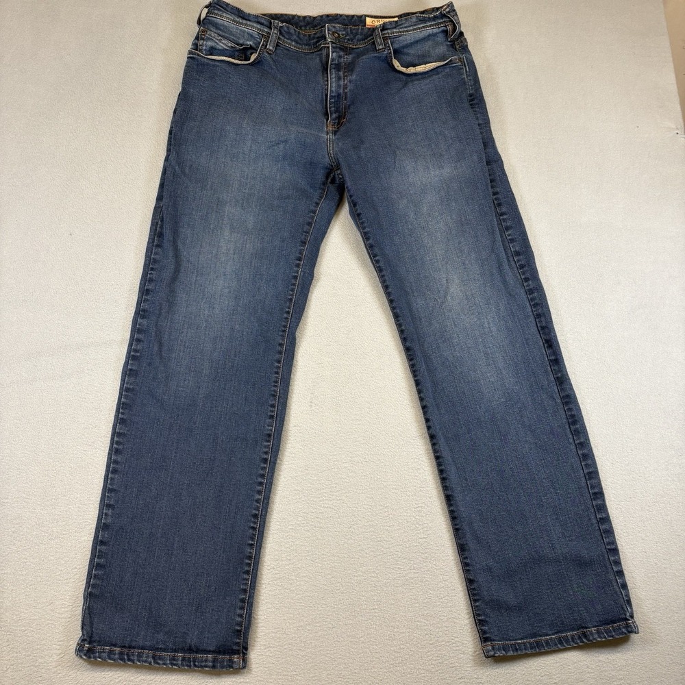 Orvis 1856 Five Pocket Jeans Mens 38x30 Blue Denim Straight Leg Outdoor